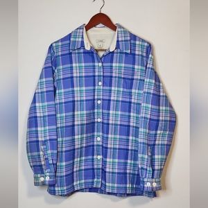 L.L. Bean Blue Plaid Fleece Lined Shirt Jacket